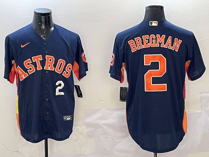 Men Houston Astros 2 Bregman Blue Game 2025 Nike MLB Jersey style 3